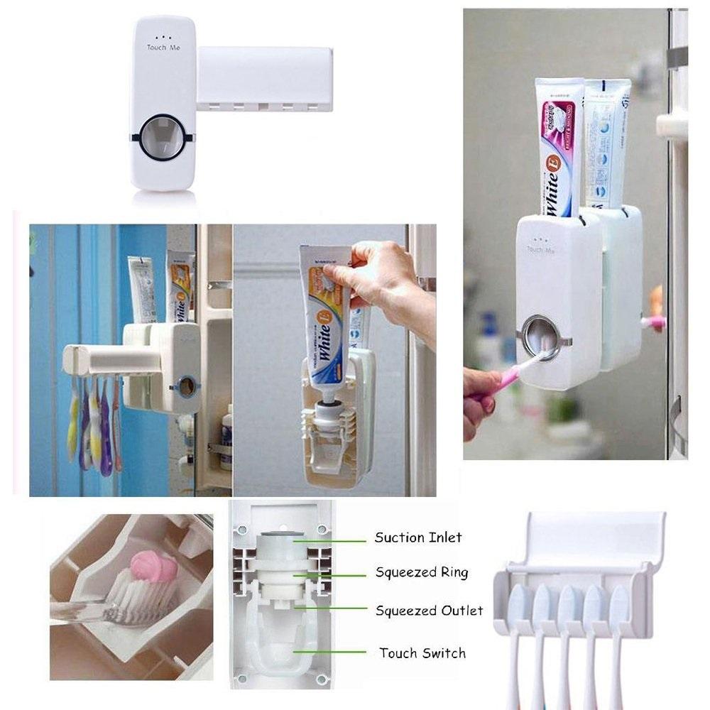 Toothpaste Dispenser With Tooth Brush Holder