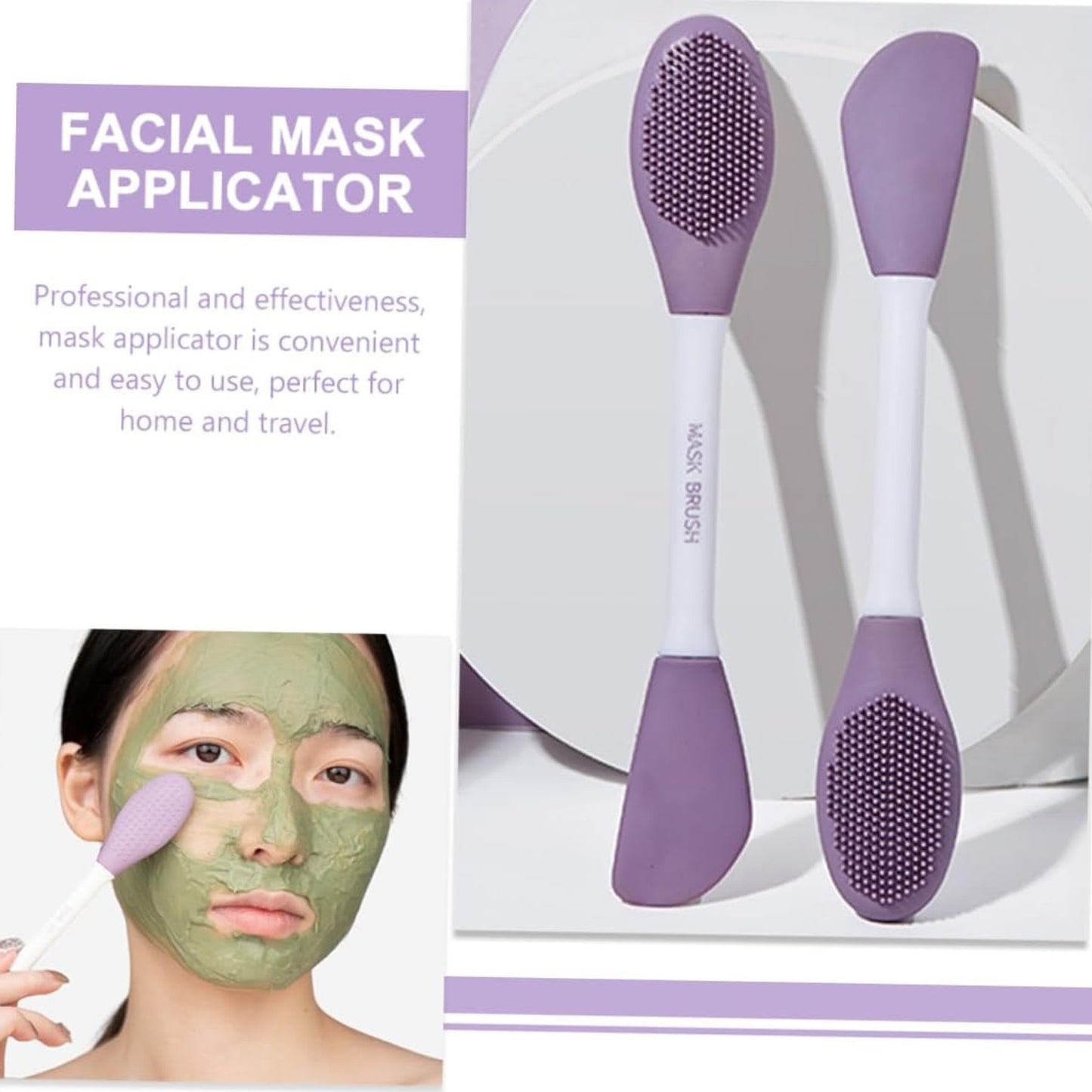 Double-headed Silicone Mask Brush For Face Cleansing and Applying Mud Mask