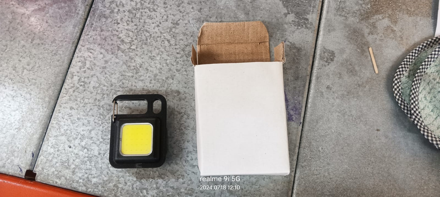 LED Battery Operated Keychain Flashlight with Folding Bracket, Bottle Opener for Camping, Hiking, Emergency, COB Light