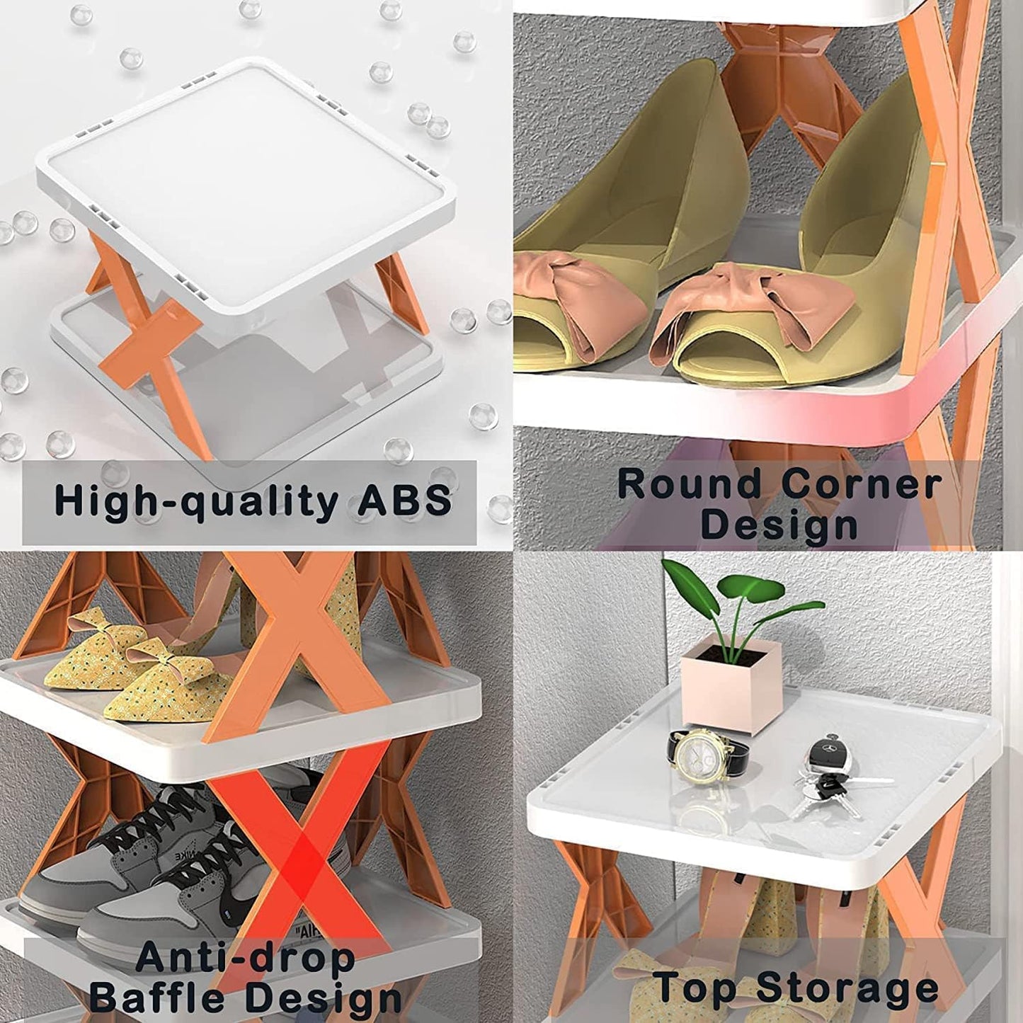 6 Layer Plastic Shoe Rack Lightweight Adjustable Foldable Shoe Cabinet Storage For Home And Office