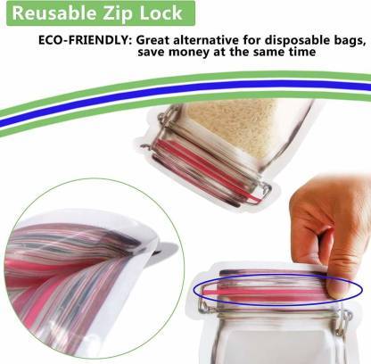 0855 Plastics Transparent Jar Shaped Stand-up Pouch With Zipper ( 2 Pc Set)