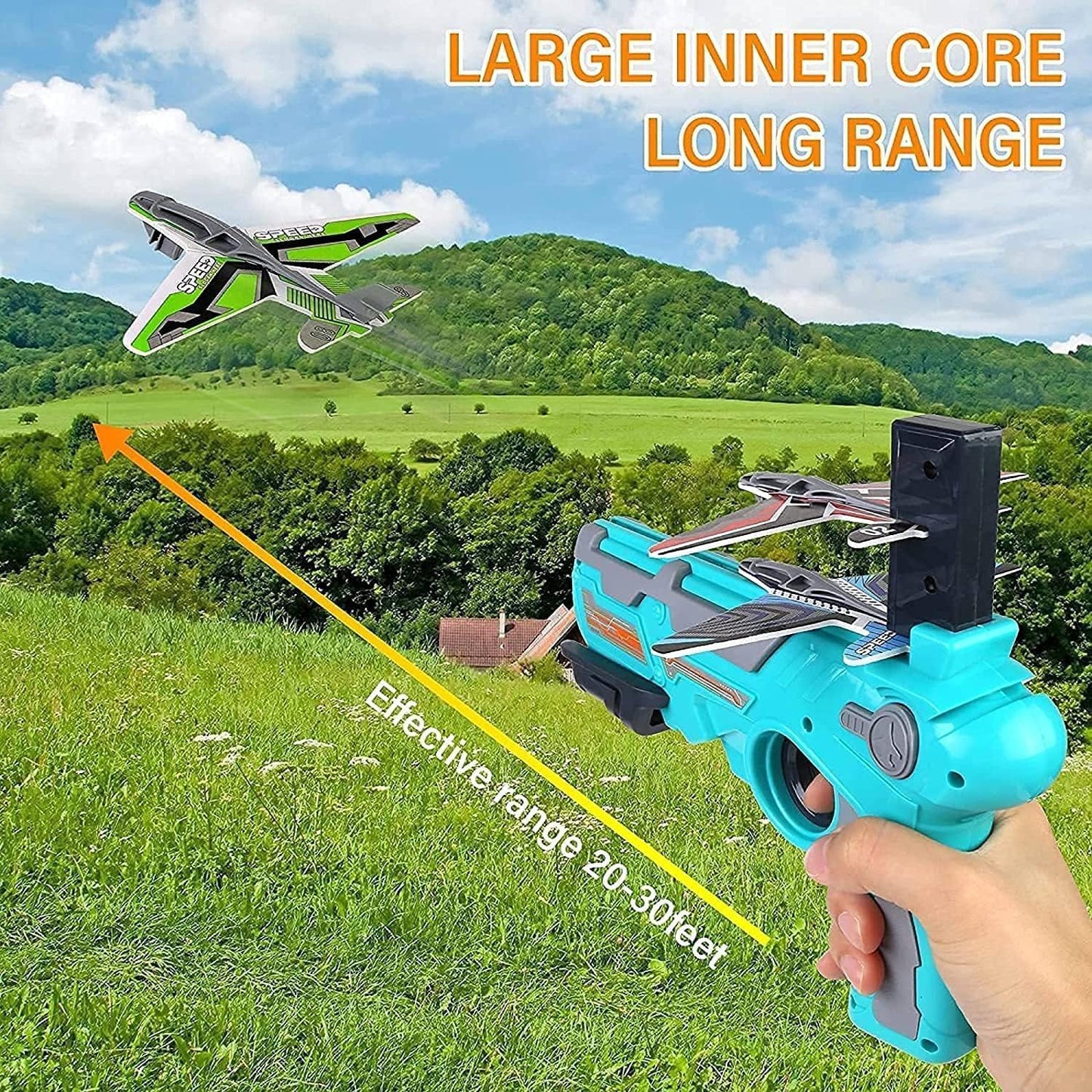 4710 Airplane Launcher Gun Toy With Foam Glider Planes Outdoor Games For Children Best Aeroplane Toys For Kids Air Battle Gun Toys ( 5 Plane Include )