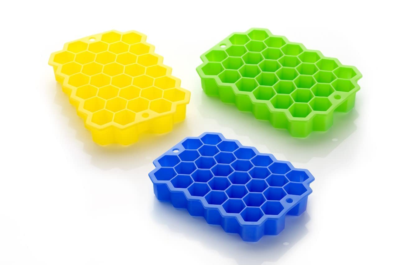 Flexible Silicone Honeycomb Design 37 cavity Ice Cube Molds/Trays (2pc Set)