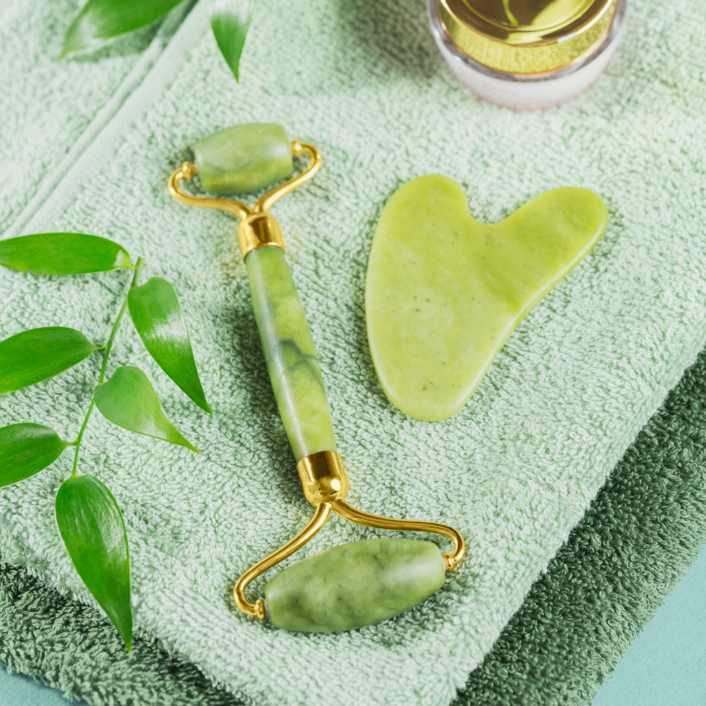 Gua Sha Stone and Anti Aging Jade Roller Massager for Face