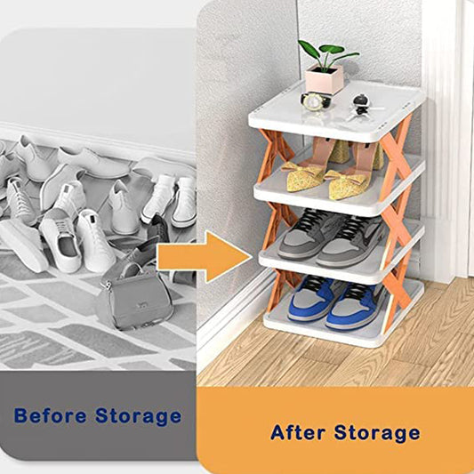 6 Layer Shoe Rack Design Lightweight Adjustable Plastic Foldable Shoe Cabinet For Home And Office