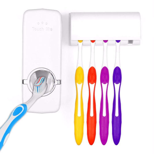 Toothpaste Dispenser With Tooth Brush Holder