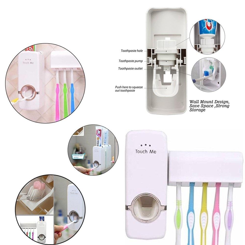 Toothpaste Dispenser With Tooth Brush Holder