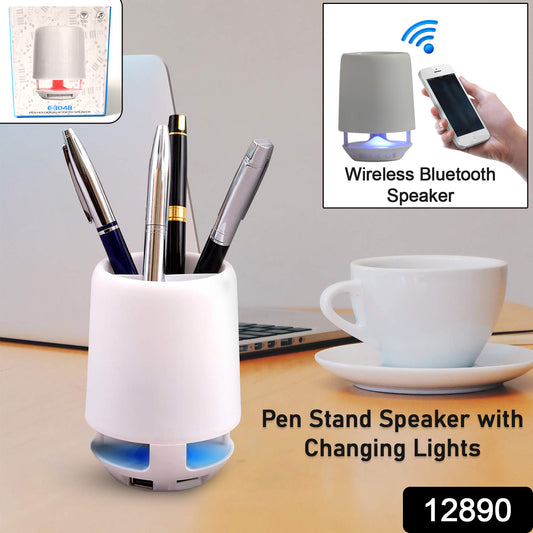 Multifunctional 4 Compartment Pen Holder with Bluetooth Speaker 5 W / Night Lamp Smart Color Changing Pen Stand