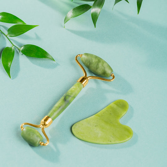 Gua Sha Stone and Anti Aging Jade Roller Massager for Face