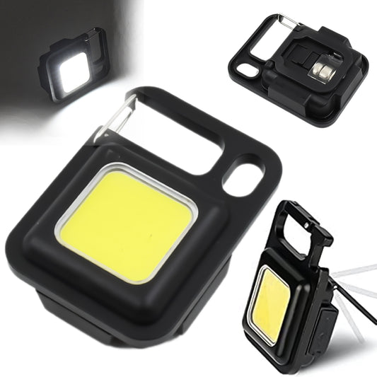 LED Battery Operated Keychain Flashlight with Folding Bracket, Bottle Opener for Camping, Hiking, Emergency, COB Light