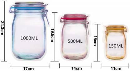 0855 Plastics Transparent Jar Shaped Stand-up Pouch With Zipper ( 2 Pc Set)