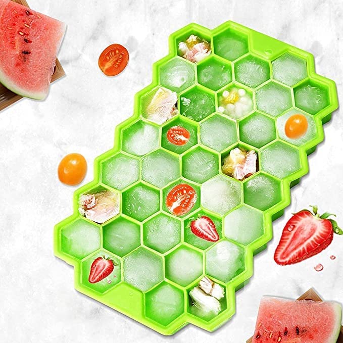 Flexible Silicone Honeycomb Design 37 cavity Ice Cube Molds/Trays (2pc Set)