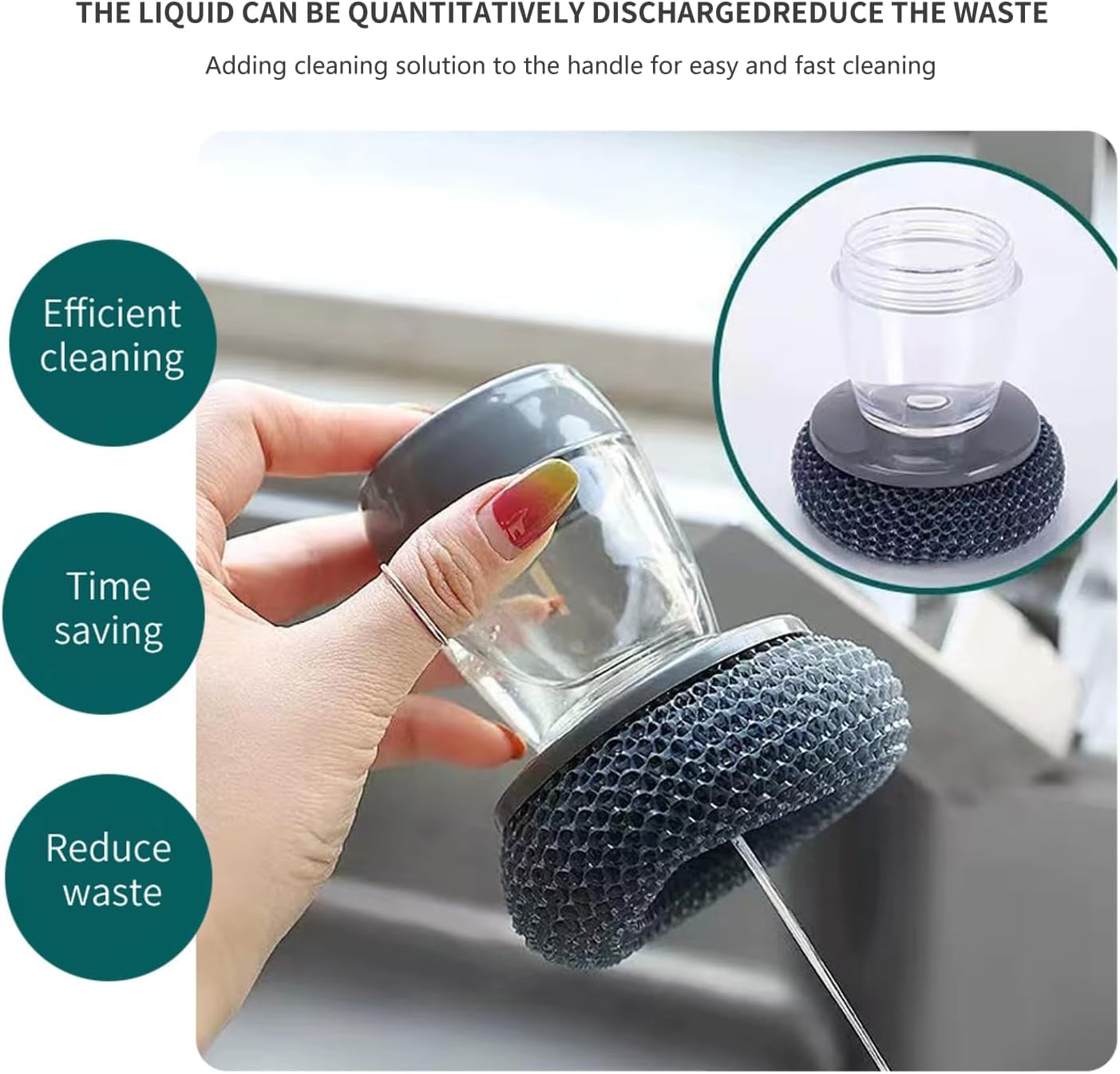 Soap Dispensing Palm Brush With Dispenser Cleaning (Set Of 3pcs)