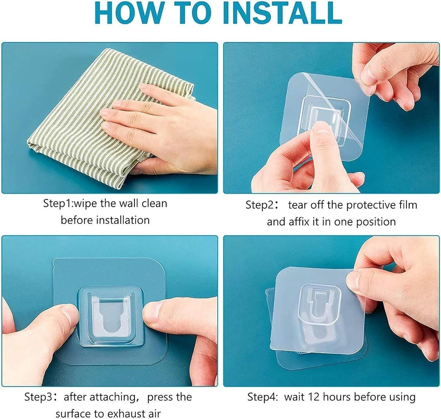 Magic Adhesive Heavy Plastic Wall Hooks 1742 (Pack Of 20) (10 Pair)