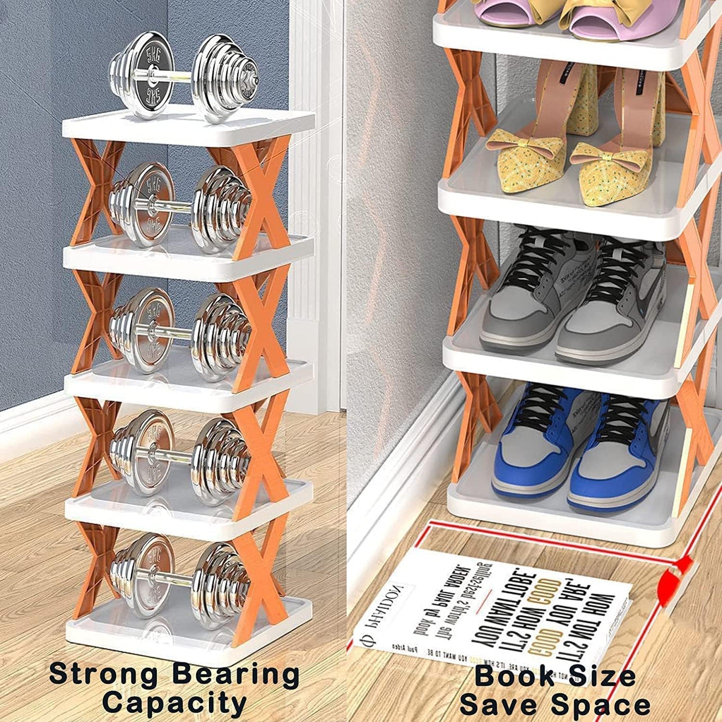 6 Layer Plastic Shoe Rack Lightweight Adjustable Foldable Shoe Cabinet Storage For Home And Office