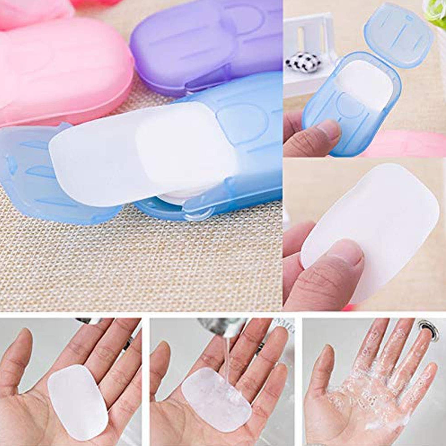 Portable Easy Carry Travel Paper Soap Sheet With Mini Box (3Pc Set)