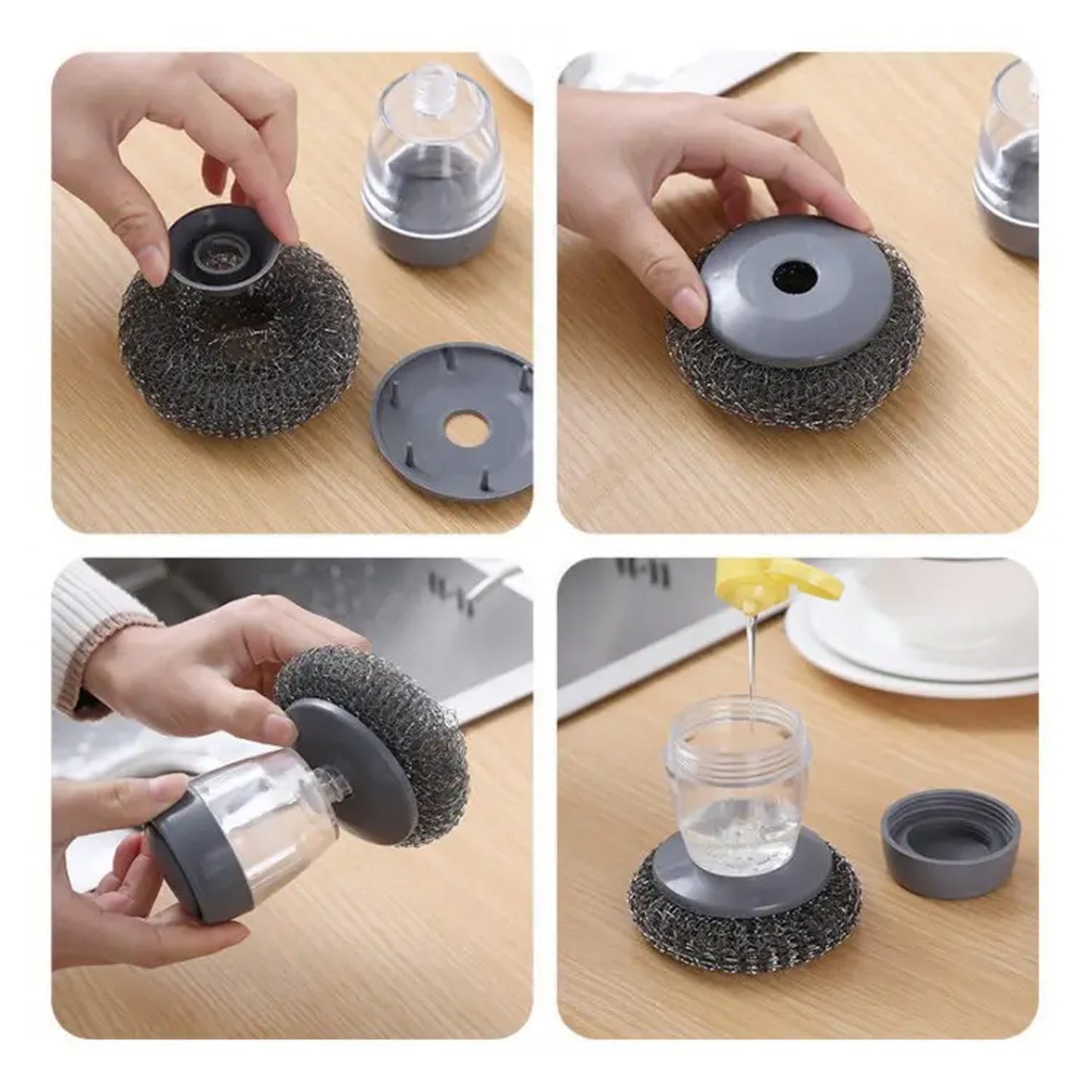 Soap Dispensing Palm Brush With Dispenser Cleaning (Set Of 3pcs)