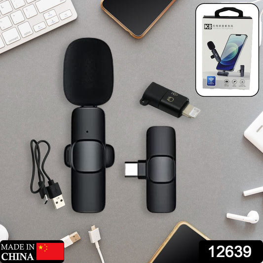 Intelligent Noise Cancelling Live Streaming Clip On Microphone For Type-c  & iphone With Charging, Mini Wireless Lapel Collar Microphone