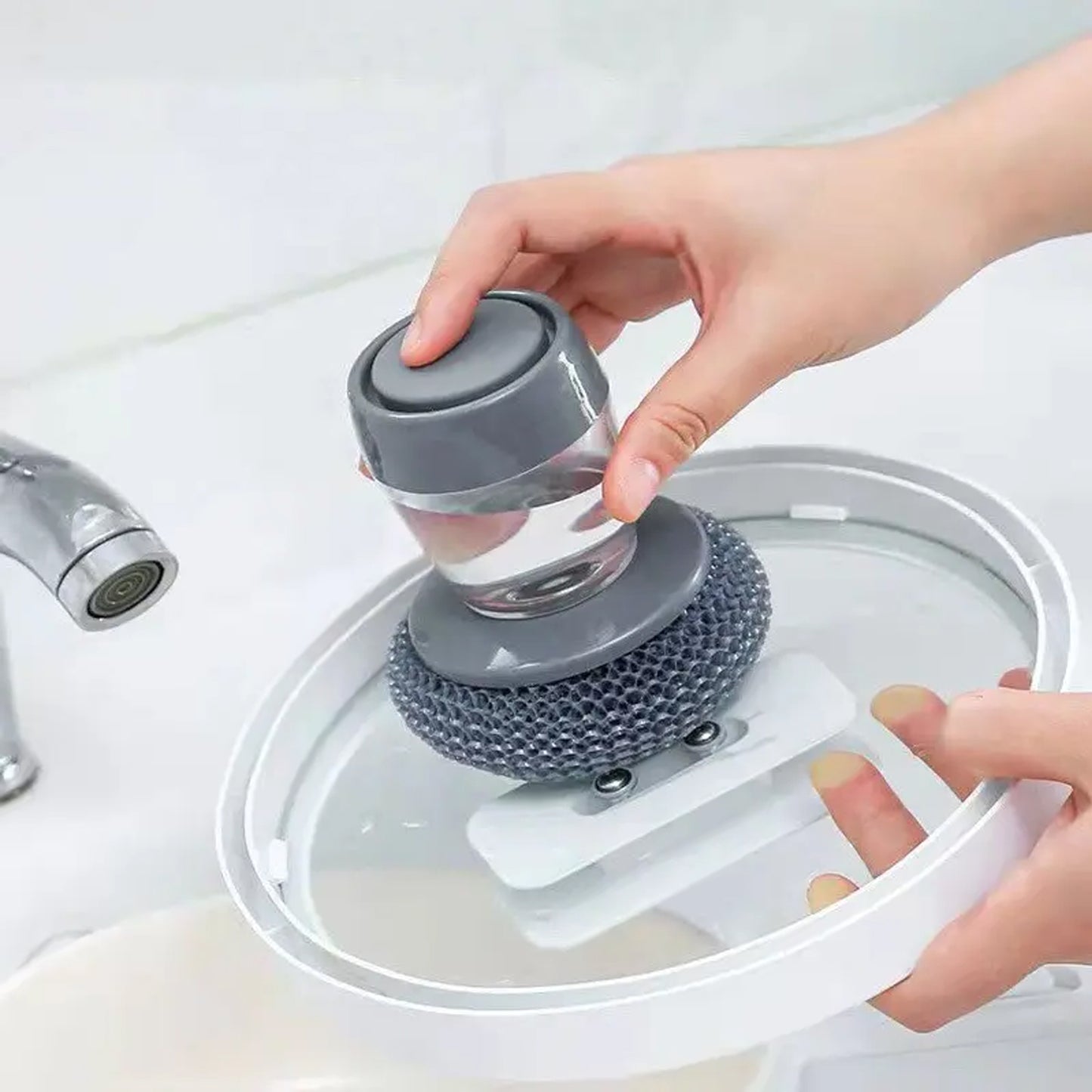 Soap Dispensing Palm Brush With Dispenser Cleaning (Set Of 3pcs)