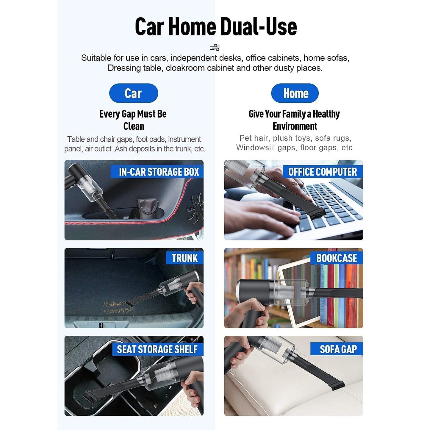 120W High-Power Handheld Wireless Vacuum Cleaner Home and Car Dual-use Portable USB Rechargeable