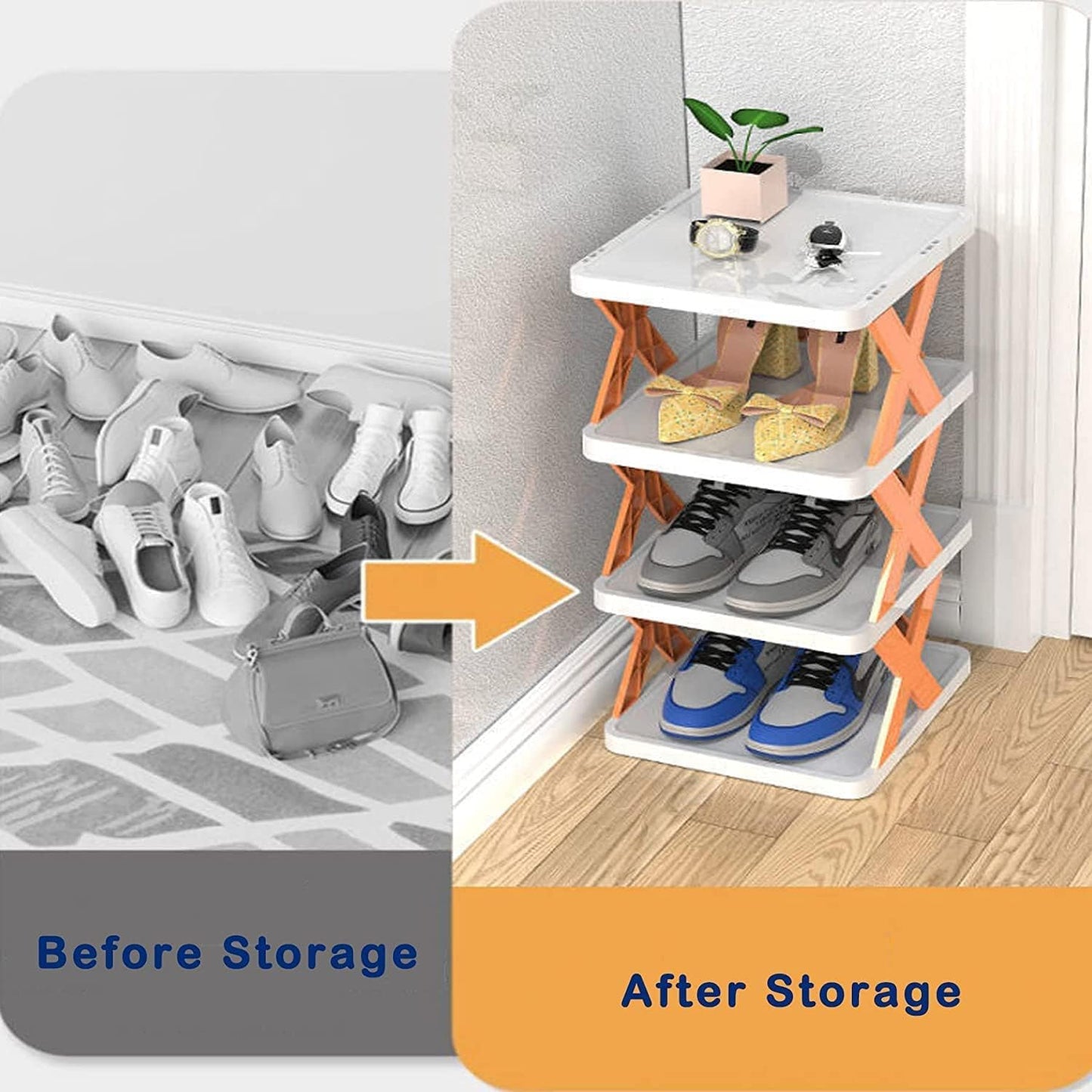 6 Layer Plastic Shoe Rack Lightweight Adjustable Foldable Shoe Cabinet Storage For Home And Office