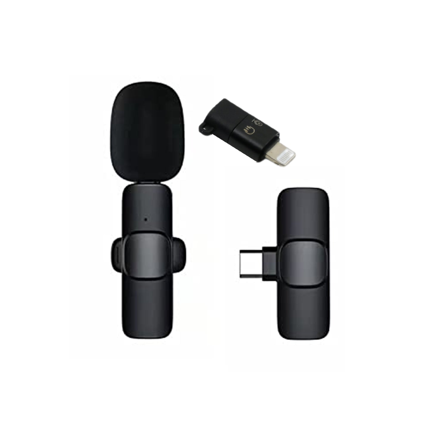 Intelligent Noise Cancelling Live Streaming Clip On Microphone For Type-c  & iphone With Charging, Mini Wireless Lapel Collar Microphone