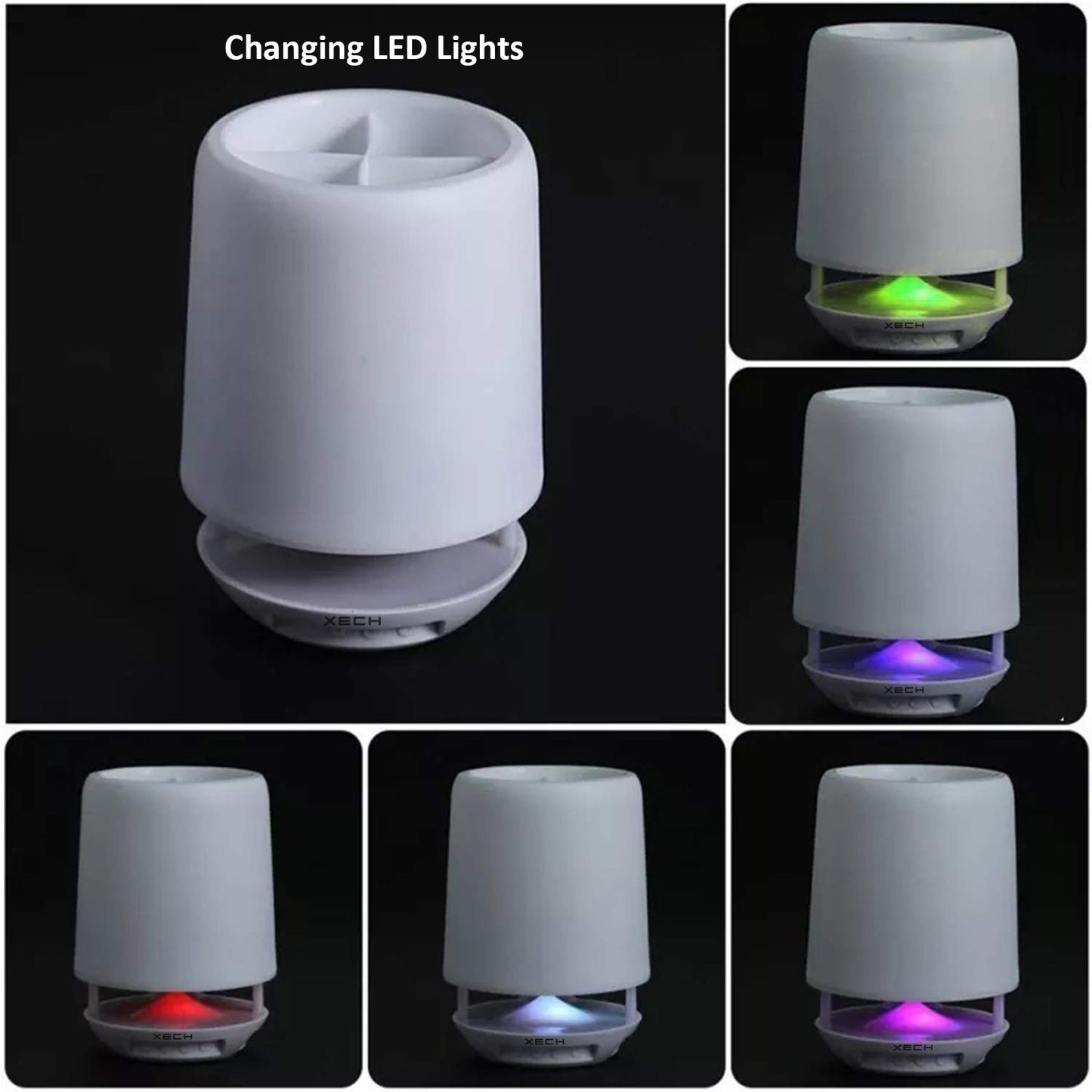 Multifunctional 4 Compartment Pen Holder with Bluetooth Speaker 5 W / Night Lamp Smart Color Changing Pen Stand