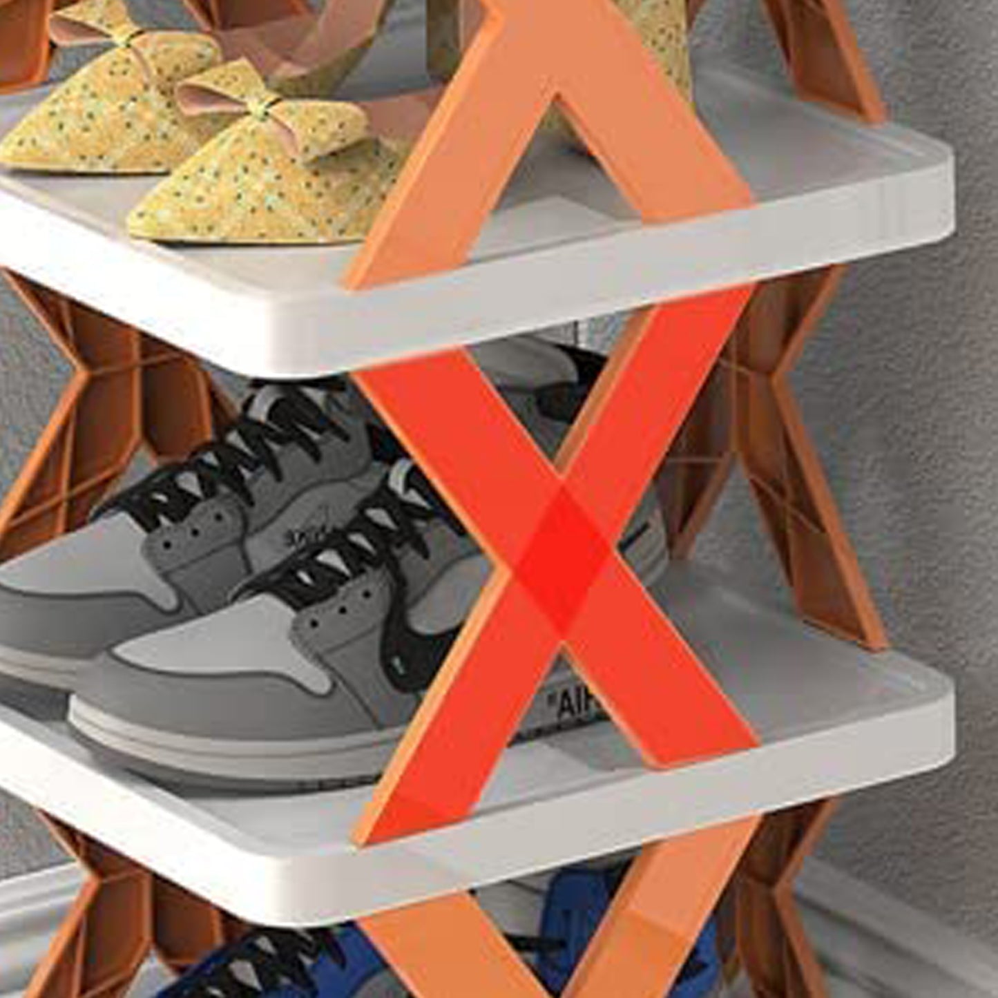 6 Layer Shoe Rack Design Lightweight Adjustable Plastic Foldable Shoe Cabinet For Home And Office