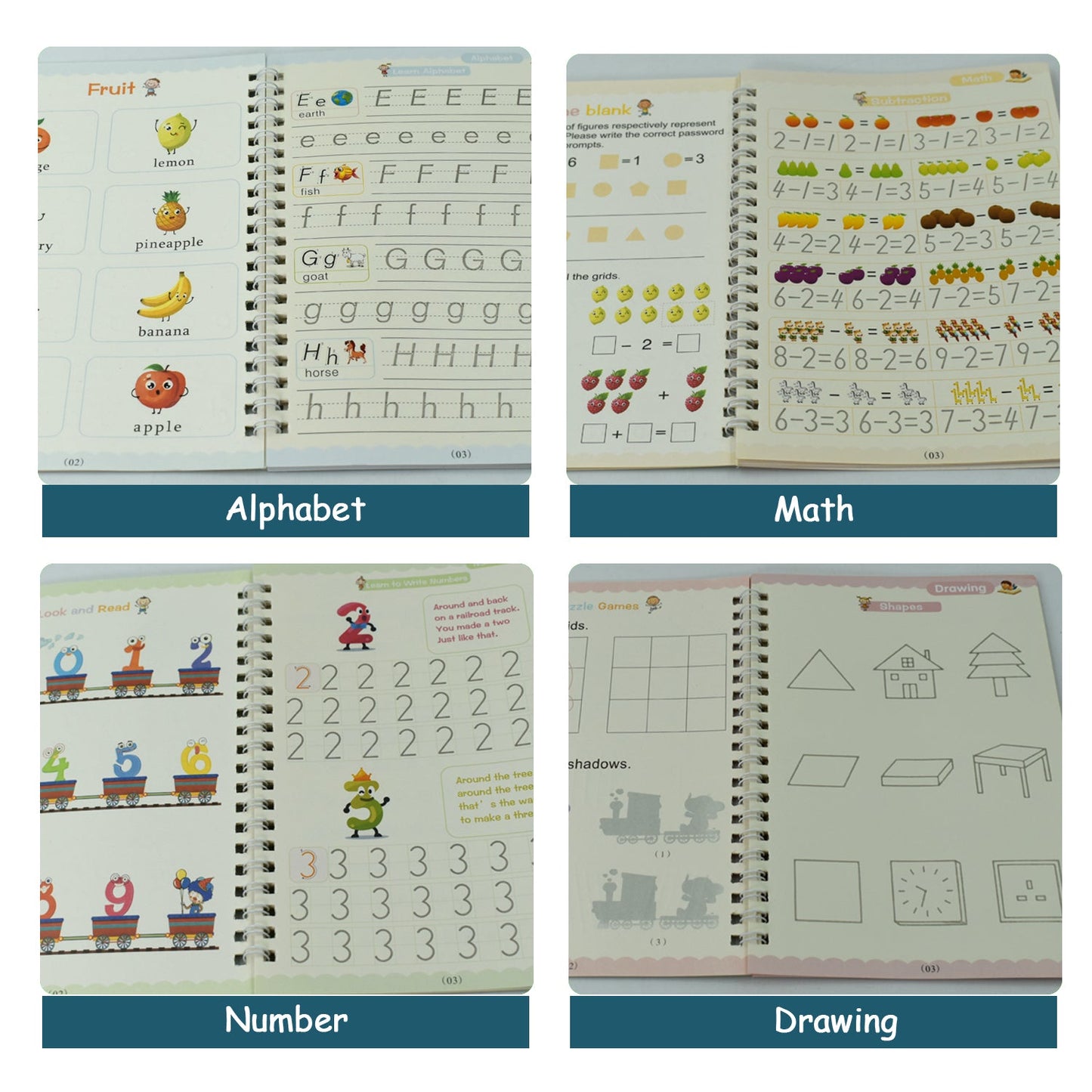 4 Pc Magic Copybook Widely Used By Kids Childrens