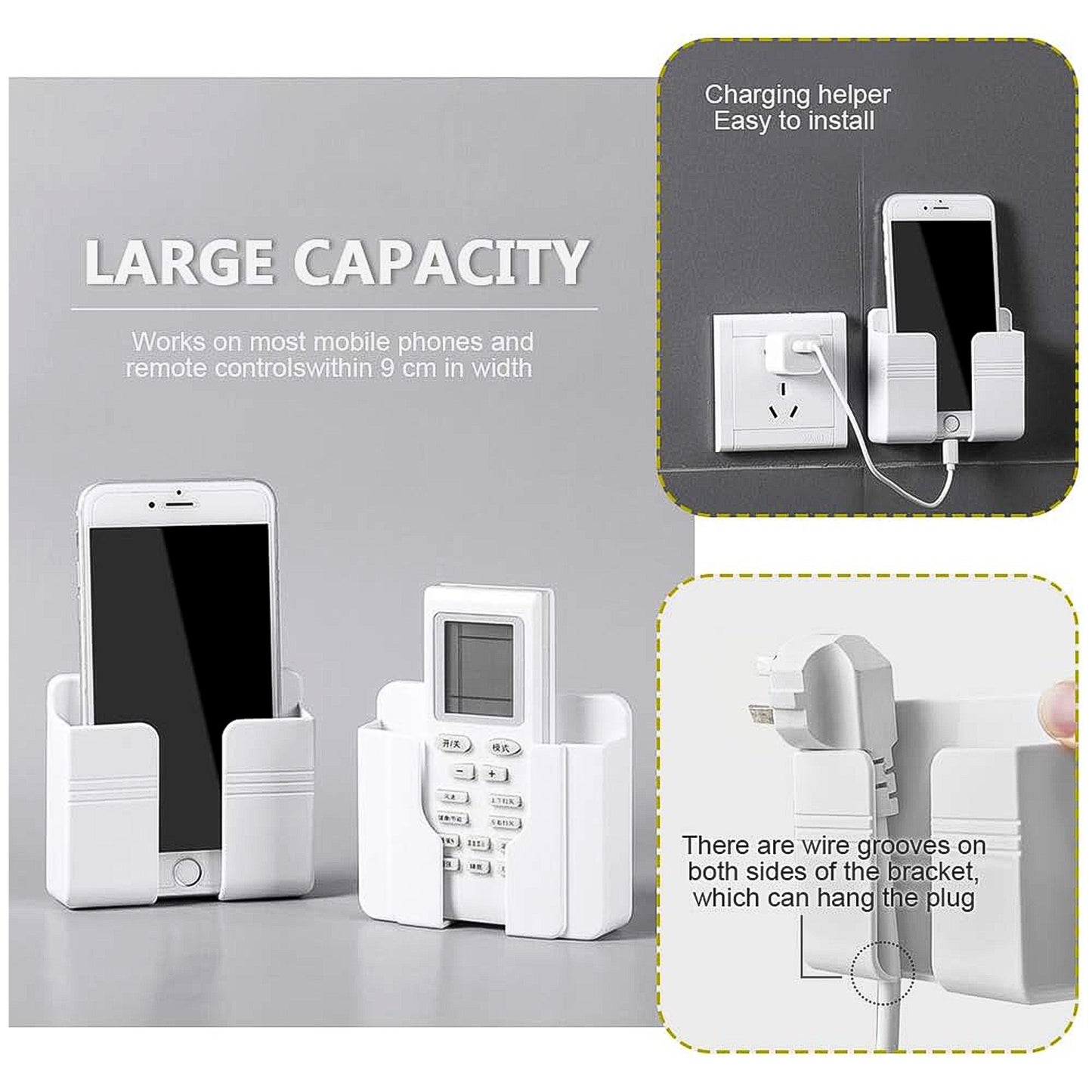 Wall Mount Self-adhesive Mobile Phone Holder Stand (3 Pc Set)