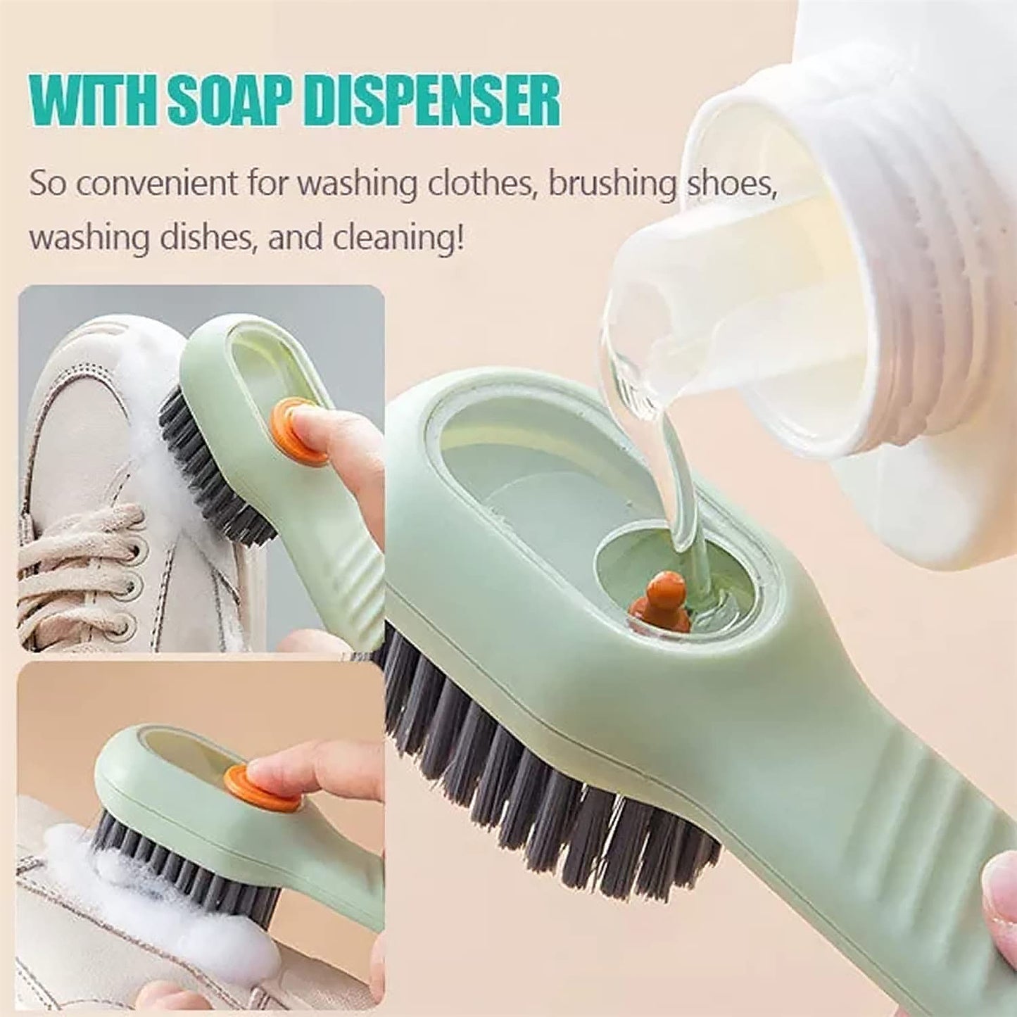 Multifunctional Scrubbing Brush with Liquid / Soap Dispenser (2pc Pack)