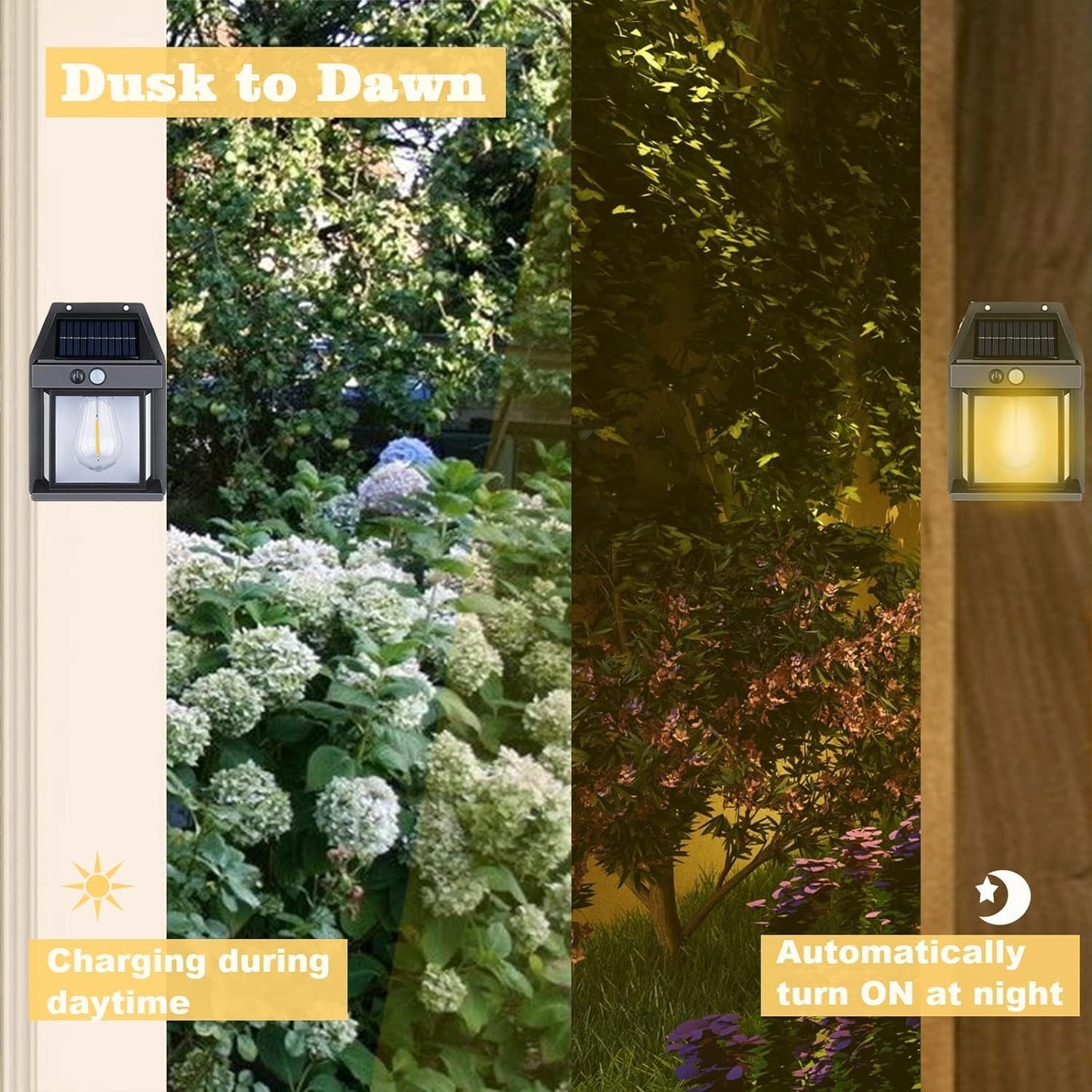Solar Wall Lights / Lamp Outdoor with Motion Sensor Waterproof Exterior Lighting with Clear Panel