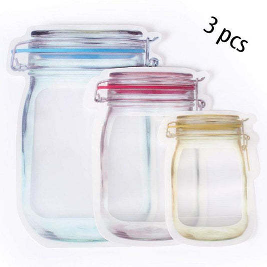 0855 Plastics Transparent Jar Shaped Stand-up Pouch With Zipper ( 2 Pc Set)