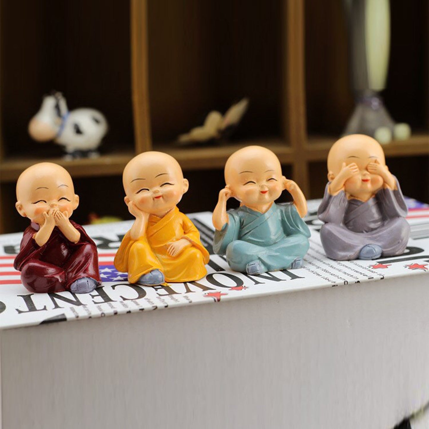 Baby Buddha 4pc Show Piece Used For Home, Car And Office Decorations