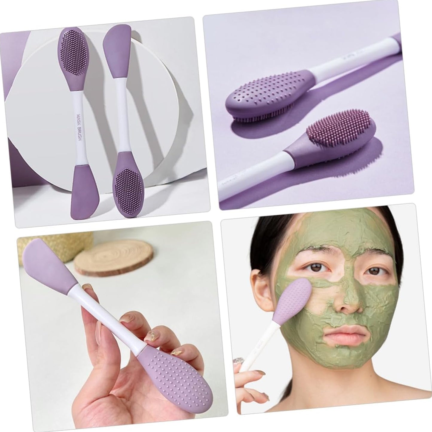 Double-headed Silicone Mask Brush For Face Cleansing and Applying Mud Mask