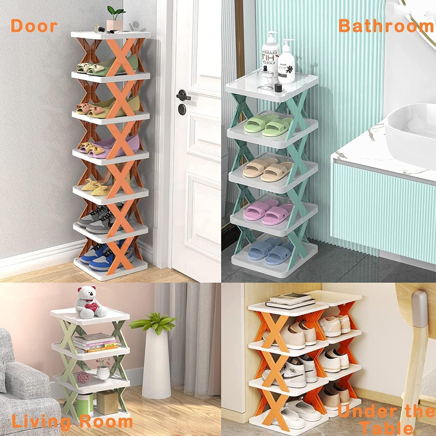 6 Layer Plastic Shoe Rack Lightweight Adjustable Foldable Shoe Cabinet Storage For Home And Office