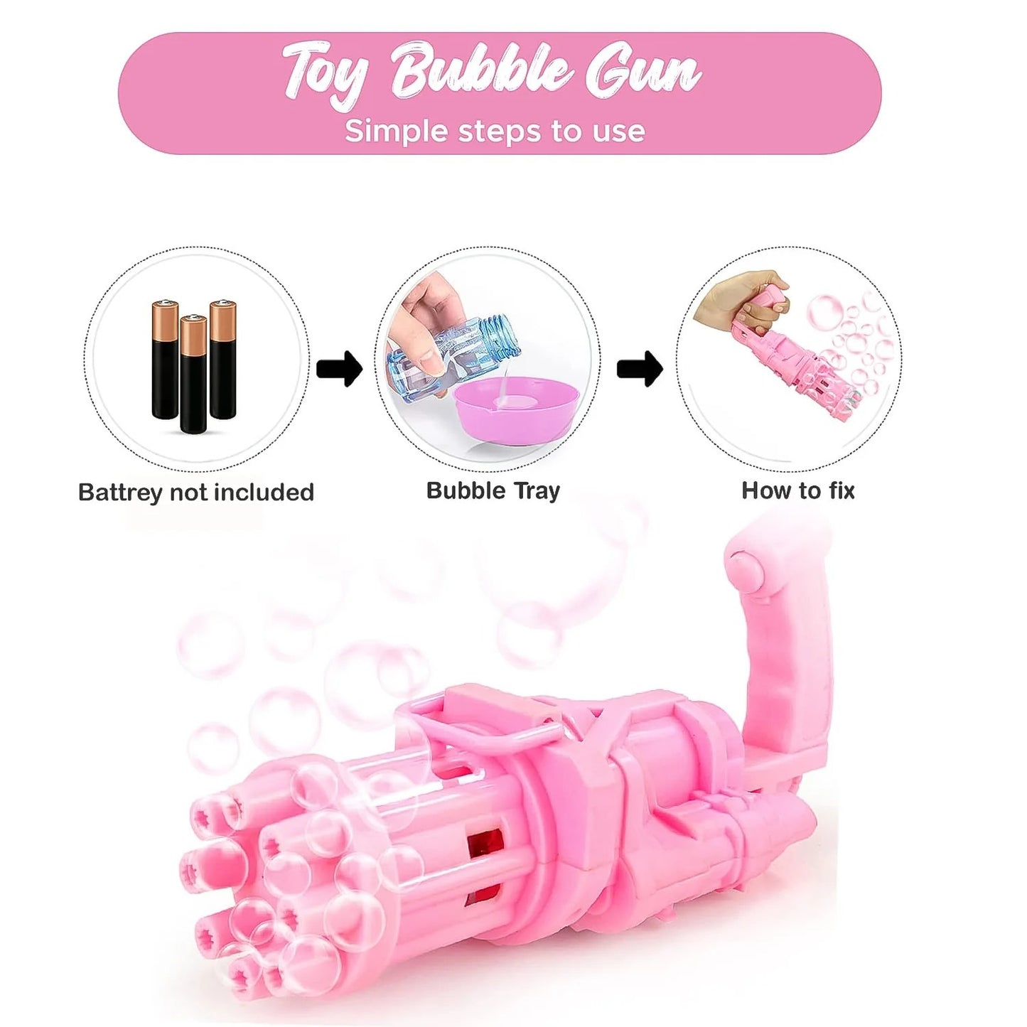 8028  8-hole Battery Operated Bubbles Gun Toys For Boys And Girls