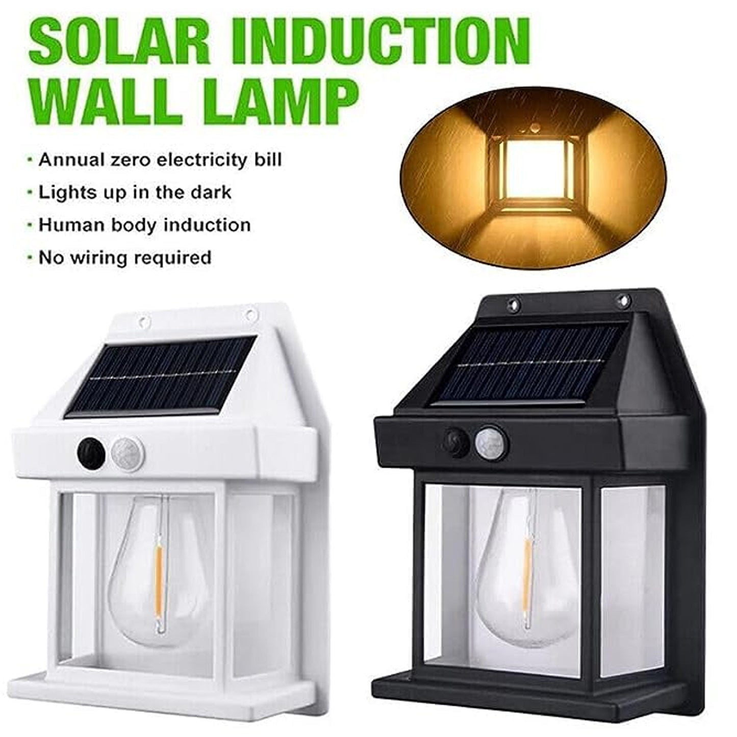 Solar Wall Lights / Lamp Outdoor with Motion Sensor Waterproof Exterior Lighting with Clear Panel