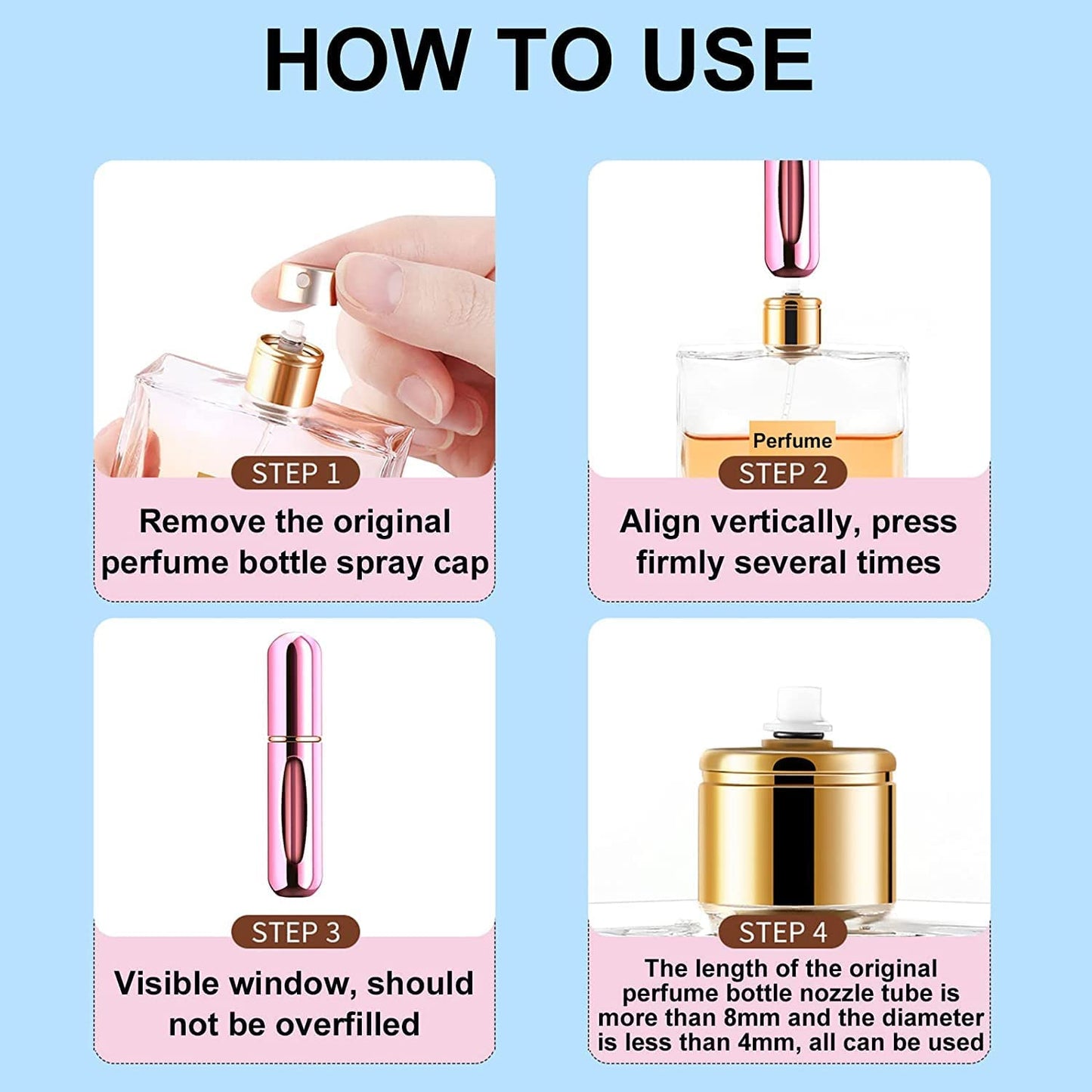 Mini Portable Perfume Empty Spray Bottle (3 Pc Mix Color)