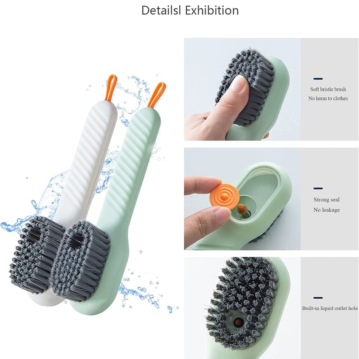 Multifunctional Scrubbing Brush with Liquid / Soap Dispenser (2pc Pack)