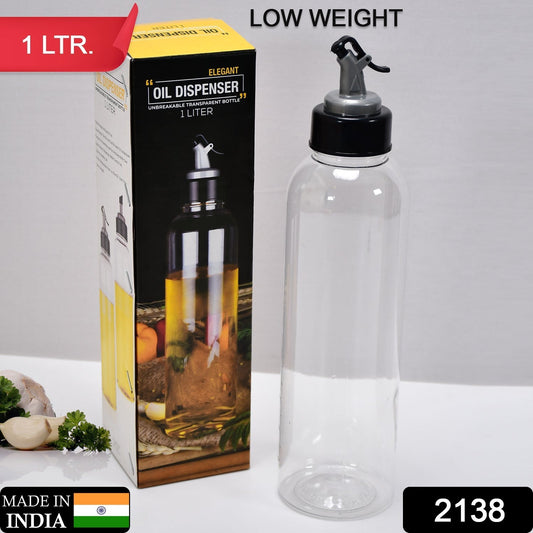 Oil Dispenser with Lid - Clear Drip Free Spout Controlled 1 Ltr