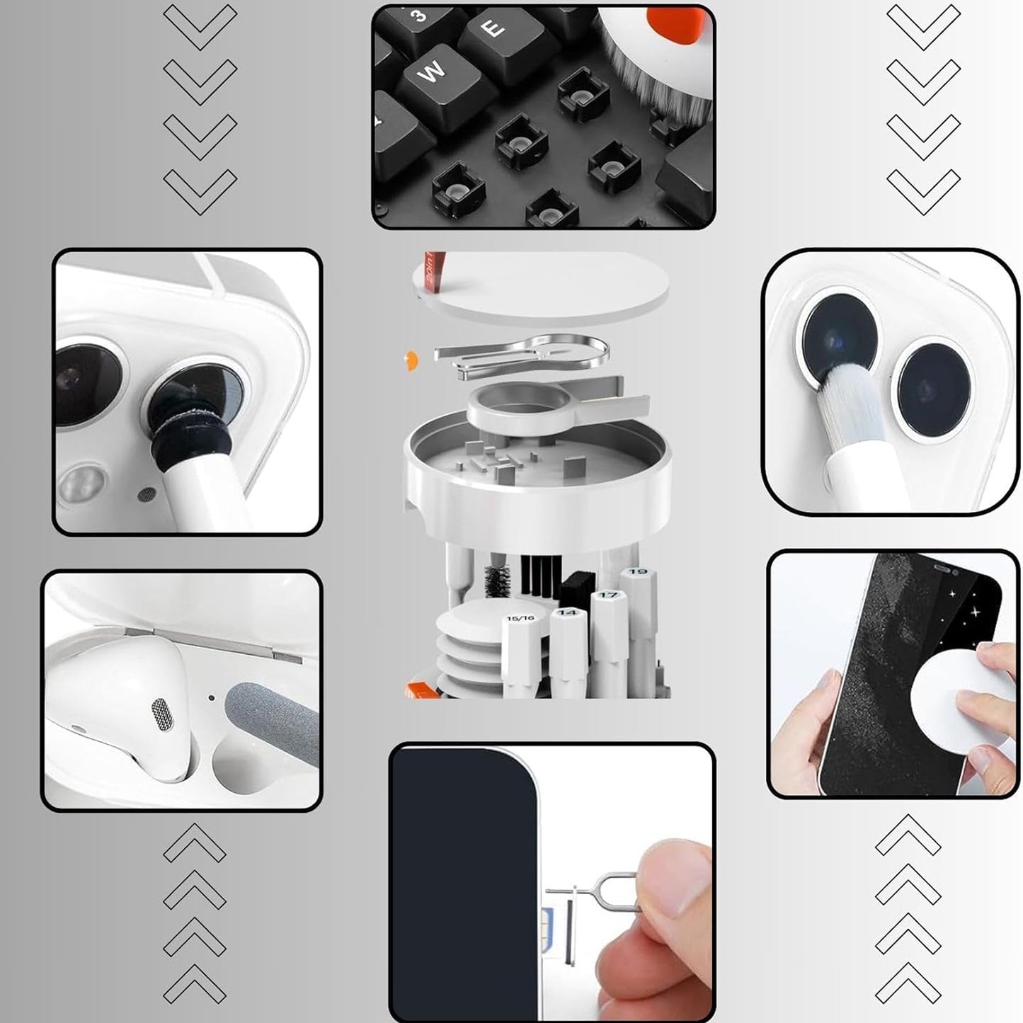 20-in-1 Keyboard Cleaner Kit, Phone Screen, Cleaning Kit with Electronic Cleaning Brush Spray for AirPods Pro, iPad, iPhone Pro, Camera, Computer Cleaning